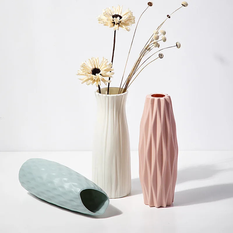 1pc Nordic Plastic Vase Simple Small Fresh Flower Pot Storage Bottle for Flowers Living Room Modern Home Decorations Ornaments