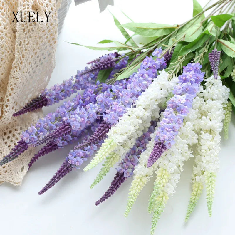 Lavender Simulation Flower for Window Display, Small Fresh Fake Plants, Single Long Pole, Pastoral Home Arrange, Wedding Decor
