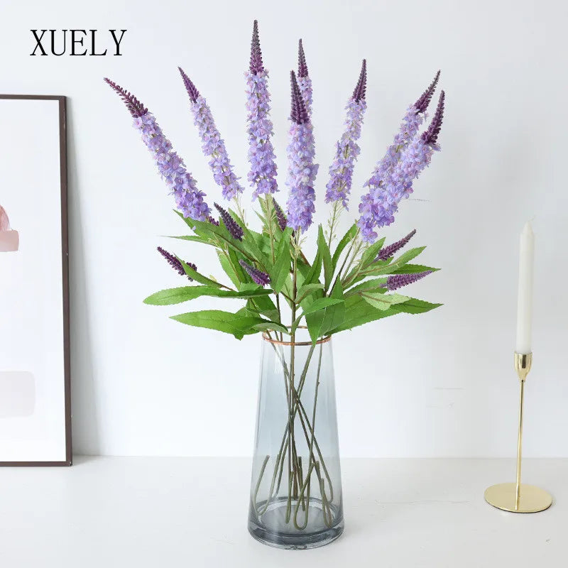 Lavender Simulation Flower for Window Display, Small Fresh Fake Plants, Single Long Pole, Pastoral Home Arrange, Wedding Decor