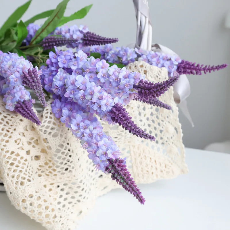 Lavender Simulation Flower for Window Display, Small Fresh Fake Plants, Single Long Pole, Pastoral Home Arrange, Wedding Decor