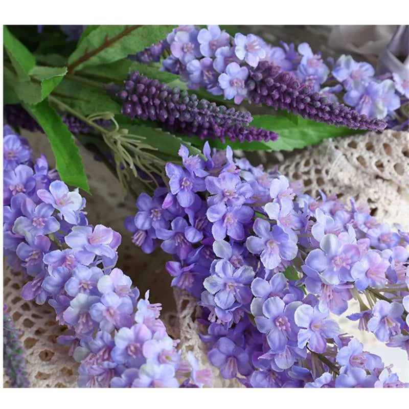 Lavender Simulation Flower for Window Display, Small Fresh Fake Plants, Single Long Pole, Pastoral Home Arrange, Wedding Decor