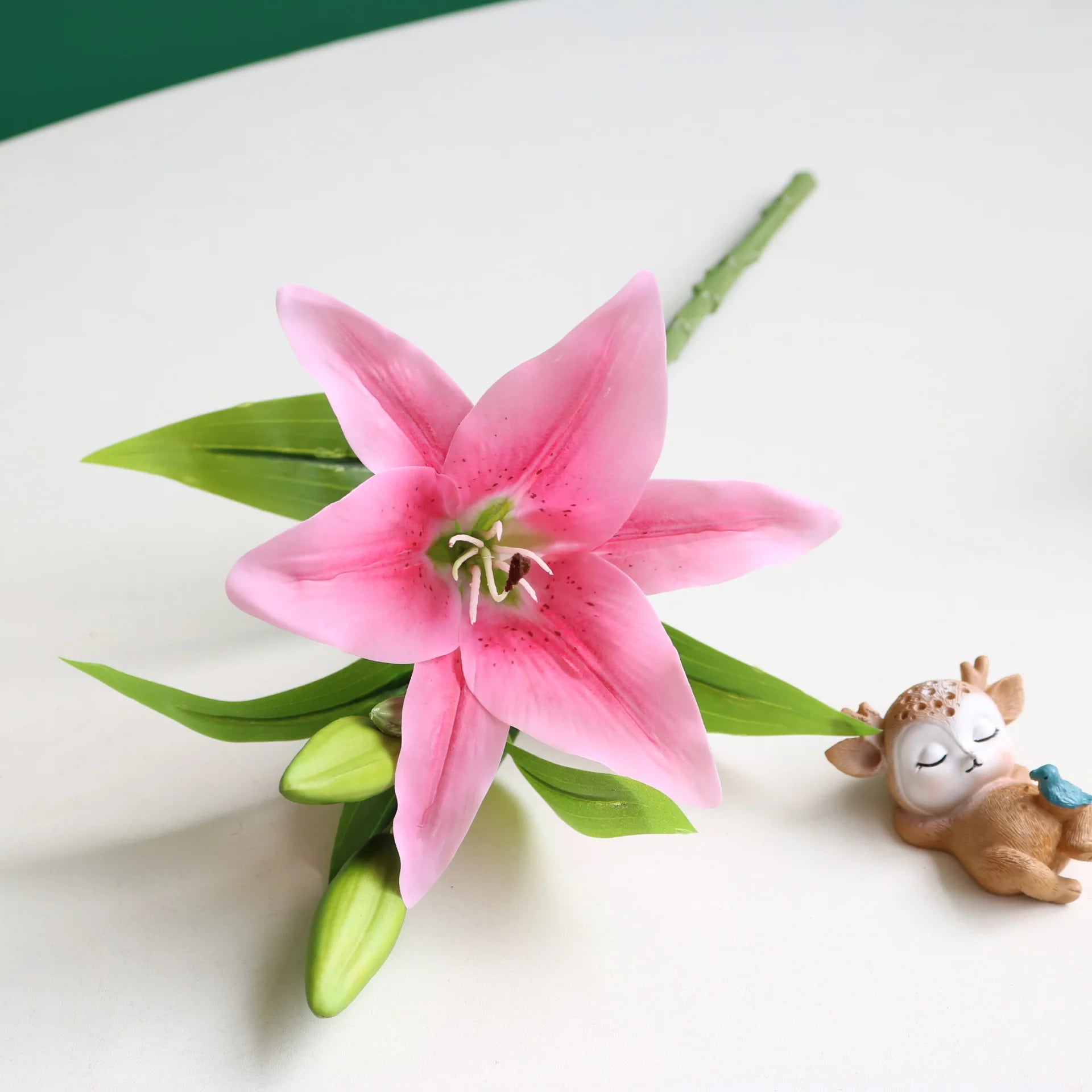 3 Heads Real Touch PVC Artificial Lily Silk Decorative Flower Wedding Decoration Gift Fresh Style Desk Ornaments Floral Arrangem